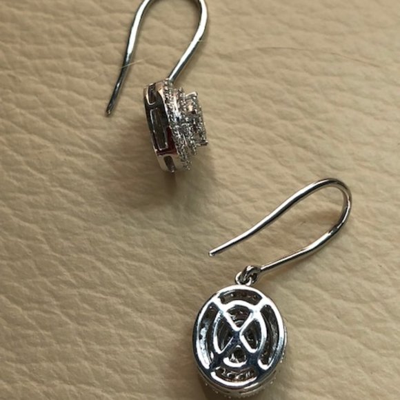 DIAMOND 3 TIER OVAL- EURO HOOK EARINGS - Picture 3 of 7